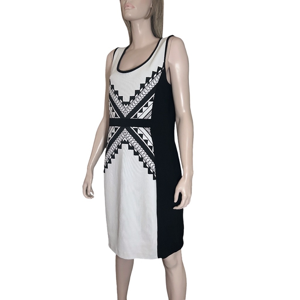 Joseph Ribkoff Dress Graphic Tribal Geometric Tank Sheath Made in Canada - Picture 3 of 16